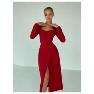 Платье-футляр , вискоза, прилегающее, миди, размер M, бордовый RIMARKA