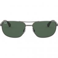 Солнцезащитные очки , прямоугольные, оправа: металл, с защитой от УФ, зеленый Luxottica