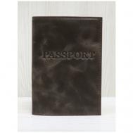 Обложка , натуральная кожа, отделение для паспорта, подарочная упаковка, коричневый Fostenborn
