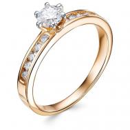 Кольцо помолвочное , красное золото, 585 проба, родирование, бриллиант, размер 17, бесцветный Vesna jewelry