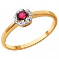 Кольцо  красное золото, 585 проба, бриллиант, рубин, размер 16.5 Diamant