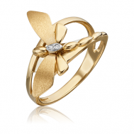 Кольцо PLATINA, комбинированное золото, 585 проба, бриллиант, размер 16.5, бесцветный PLATINA Jewelry