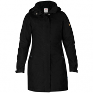 куртка   Una Jacket W демисезонная, удлиненная, силуэт полуприлегающий, капюшон, карманы, подкладка, размер XS, черный FJALLRAVEN