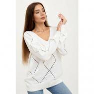 Пуловер , длинный рукав, свободный силуэт, размер 52-54, белый Lika Dress