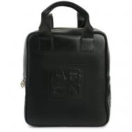 Рюкзак , натуральная кожа, вмещает А4, внутренний карман, черный Aron