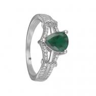 Кольцо , серебро, 925 проба, корунд, размер 17, зеленый Серена-Сильвер