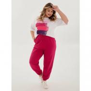 Костюм, футболка и брюки, повседневный стиль, прямой силуэт, карманы, размер 58, розовый, красный ADROM