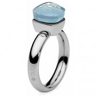 Кольцо , бижутерный сплав, серебрение, размер 18, голубой, серебряный Qudo