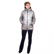 куртка   зимняя, средней длины, силуэт прямой, карманы, капюшон, ветрозащитная, размер 46, серебряный J-Splash
