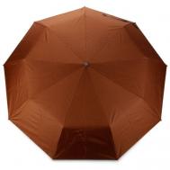 Зонт , полуавтомат, 3 сложения, купол 100 см., 9 спиц, чехол в комплекте, для женщин, коричневый DOLPHIN
