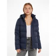 куртка  , демисезон/зима, средней длины, силуэт полуприлегающий, карманы, капюшон, размер XL, синий Tommy Hilfiger