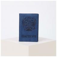 Обложка для паспорта , натуральная кожа, синий RECOM