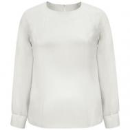 Блуза  , повседневный стиль, прямой силуэт, длинный рукав, разрез, однотонная, размер 118, белый Mila Bezgerts