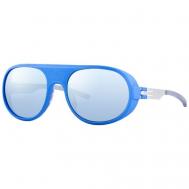 Солнцезащитные очки , круглые, оправа: пластик, ударопрочные, с защитой от УФ, зеркальные, устойчивые к появлению царапин, синий IC-BERLIN