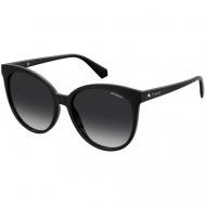 Солнцезащитные очки , круглые, оправа: пластик, с защитой от УФ, градиентные, поляризационные, для женщин, черный Polaroid