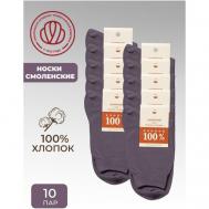 Мужские носки , 10 пар, 10 уп., классические, нескользящие, размер 31, серый Смоленская носочная фабрика