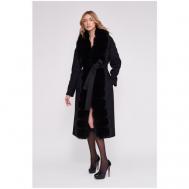 Пальто  , демисезон/зима, шерсть, силуэт прямой, средней длины, размер 42/44/164-172, черный EKATERINA ZHDANOVA