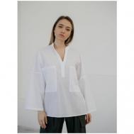 Блуза  , размер L (50-52), белый Модный дом Виктории Тишиной
