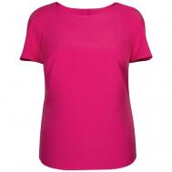 Блуза  , повседневный стиль, прямой силуэт, короткий рукав, разрез, однотонная, размер 52, розовый Mila Bezgerts