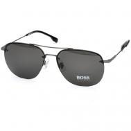 Солнцезащитные очки BOSS, авиаторы, оправа: металл, устойчивые к появлению царапин, с защитой от УФ, для мужчин, серый Hugo Boss