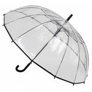 Зонт-трость , механика, купол 112 см., система «антиветер», прозрачный, чехол в комплекте, бесцветный, черный ANGEL