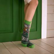 Женские носки  средние, фантазийные, вязаные, на Новый год, размер 38-40, мультиколор Бабушкины носки
