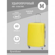 Чемодан  Желтый M, ABS-пластик, 60 л, желтый FlyWithMe