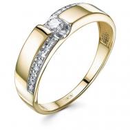 Кольцо помолвочное , желтое золото, 585 проба, бриллиант, размер 17.5, бесцветный Vesna jewelry