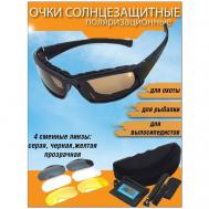 Солнцезащитные очки , овальные, оправа: пластик, спортивные, поляризационные, с защитой от УФ, зеркальные, черный 3D Family