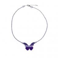 Колье , Pervinca, с аметистом и бабочкой из агата, LZ-22.05-145 фиолетовый Lanzerotti
