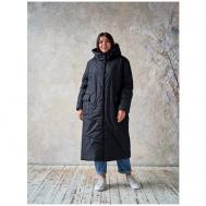 Пальто   зимнее, силуэт прямой, удлиненное, размер 48, черный Modress