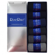 Носки , 6 пар, 2 уп., размер 41-47, серый, синий, черный RoeRue
