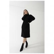 Платье , повседневное, классическое, макси, вязаное, размер 44, черный SL Russian Brand