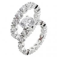 Кольцо  Jewelry серебро, 925 проба, родирование, фианит, размер 16, серебряный, бесцветный Ermolov