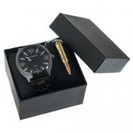 Наручные часы Сима-ленд Подарочный набор 2 в 1: d=4.8 см, кулон 5256911, черный, желтый Сима-ленд