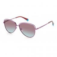 Солнцезащитные очки , авиаторы, оправа: металл, ударопрочные, поляризационные, градиентные, с защитой от УФ, для женщин, фиолетовый Polaroid