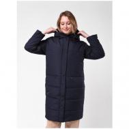 Куртка   Malora, демисезон/зима, удлиненная, силуэт полуприлегающий, капюшон, карманы, размер 46, синий Maritta