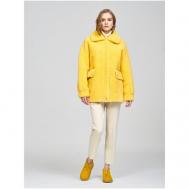 Куртка , искусственный мех, укороченная, оверсайз, карманы, размер 50, желтый Silverfox