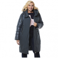 куртка   зимняя, силуэт прямой, капюшон, карманы, размер 50, серый Lora Duvetti