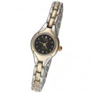 Наручные часы  на браслете HL0002 GS 02 комбинированный цвет золото с серебром черный циферблат со стразами, золотой, мультиколор OMAX