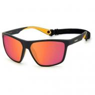 Солнцезащитные очки , прямоугольные, спортивные, с защитой от УФ, поляризационные, зеркальные, для мужчин, черный Polaroid