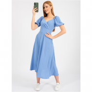 Платье-тюльпан , прилегающее, миди, размер 46, голубой Sinelia