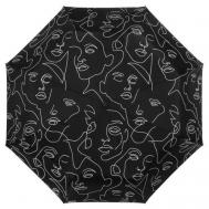 Зонт , автомат, 3 сложения, купол 96 см., 8 спиц, для женщин, черный RainLab