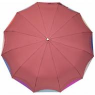 Смарт-зонт , автомат, 3 сложения, купол 98 см., 12 спиц, система «антиветер», чехол в комплекте, для женщин, розовый Три Слона