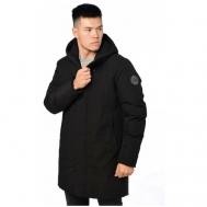 куртка  зимняя, силуэт прямой, внутренний карман, карманы, несъемный капюшон, манжеты, размер 52, черный Kasadun