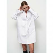 Платье-рубашка , хлопок, оверсайз, до колена, карманы, размер ONESIZE, белый MirrorStore