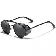 Солнцезащитные очки , круглые, складные, поляризационные, с защитой от УФ, для мужчин, черный KINGSEVEN