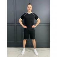 Костюм  летний спортивный с шортами для занятия спортом, размер 54, черный JOOLs Fashion