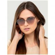 Солнцезащитные очки , кошачий глаз, оправа: металл, ударопрочные, с защитой от УФ, зеркальные, для женщин, коричневый KALITA