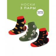 Носки , 3 пары, 3 уп., размер 43-46, зеленый, черный, красный Мачо